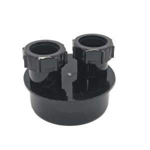 110mm Double Waste Adaptor 32mm/32mm - Black