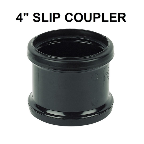 4" 110mm Soil Pipe Coupling Double Socket Straight Slip Coupler Black