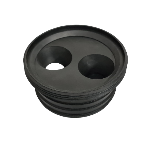 110mm twin waste pipe adaptor with dual inlet holes for 32mm to 50mm pipe connections, black plastic fitting