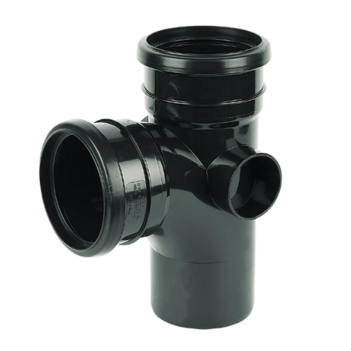 92.5° BRANCH Double socket Black 110MM