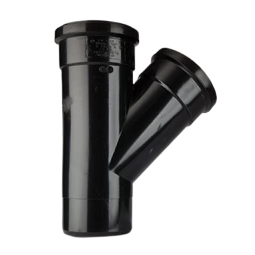 45 Degree Double Socket Tee Y Branch - Black