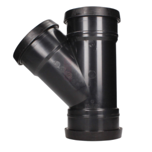 45 Degree Triple Socket Tee Y Branch - Black