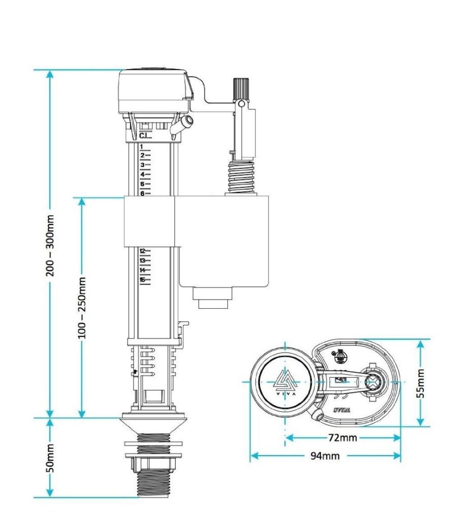 Toilet Cistern Bottom Entry Inlet Fill Float Valve Height Adjustable
