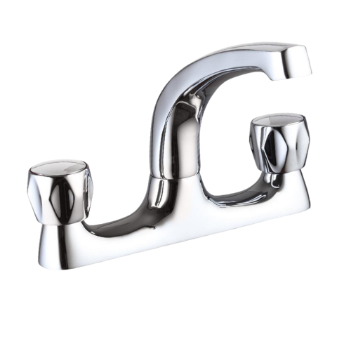 1/2" Contract Kitchen Deck Mixer Tap – Chrome Dual Handle Sink Tap