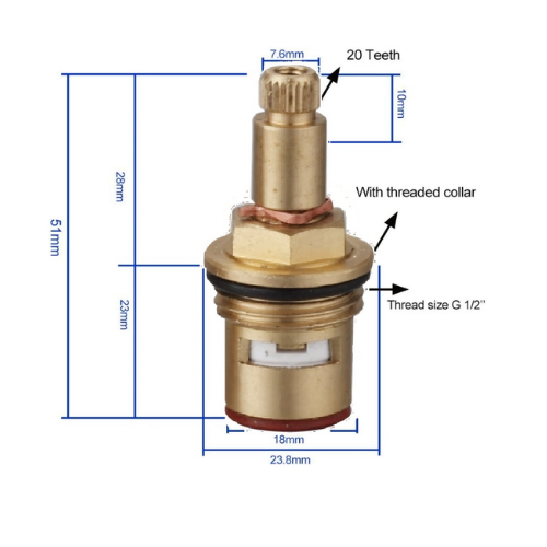 1/2" BSP Quarter Turn Ceramic Tap Valves Pack – Hot & Cold (Red/Blue) - Image 5